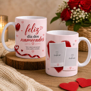 Caneca Personalizada com 2 Fotos Dia dos Namorados